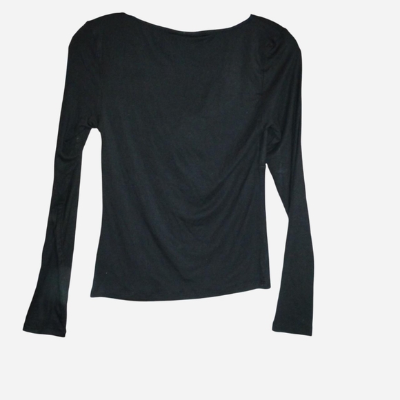 NWT A New Day Black Twist-Front Long Sleeve Top - Size S - Picture 5 of 6